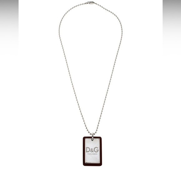 Dolce and Gabbana Silver Dog Tag Pendant Necklace - Picture 5 of 12